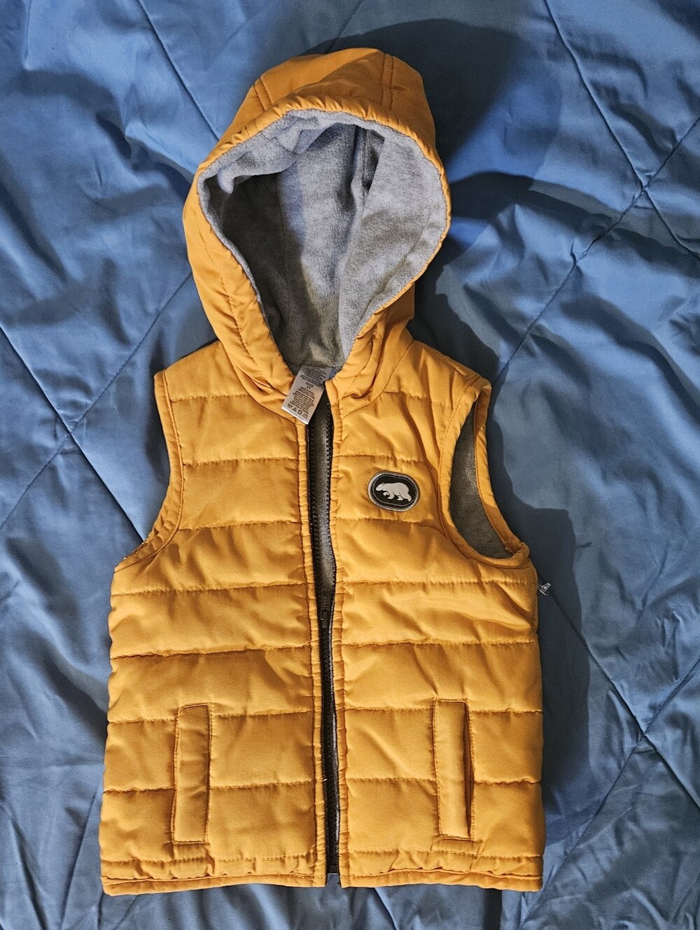 Yellow Hooded Puffer Vest for Kids - Sleeveless Quilted Jacket